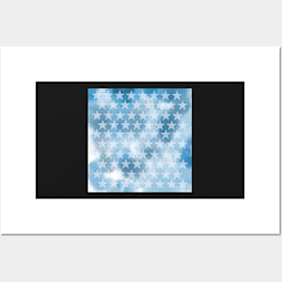 Blue and white  star Posters and Art